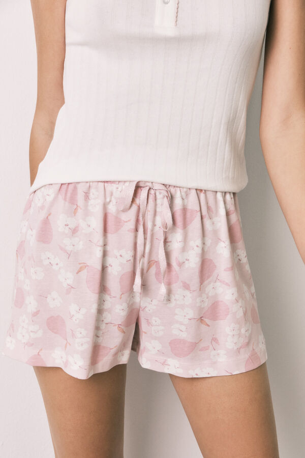 Women'secret Pijama corto tirantes algod&oacute;n blanco estampado