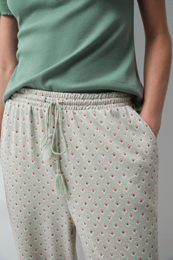 Women'secret Pantal&oacute;n largo estampado verde agua verde