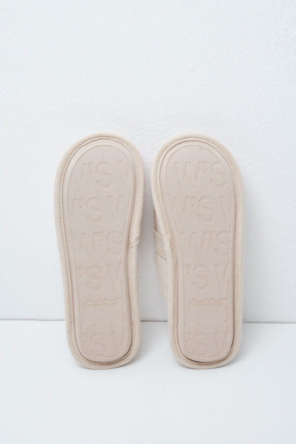 Women'secret Zapatillas casa mocas&iacute;n forrado beige marfil