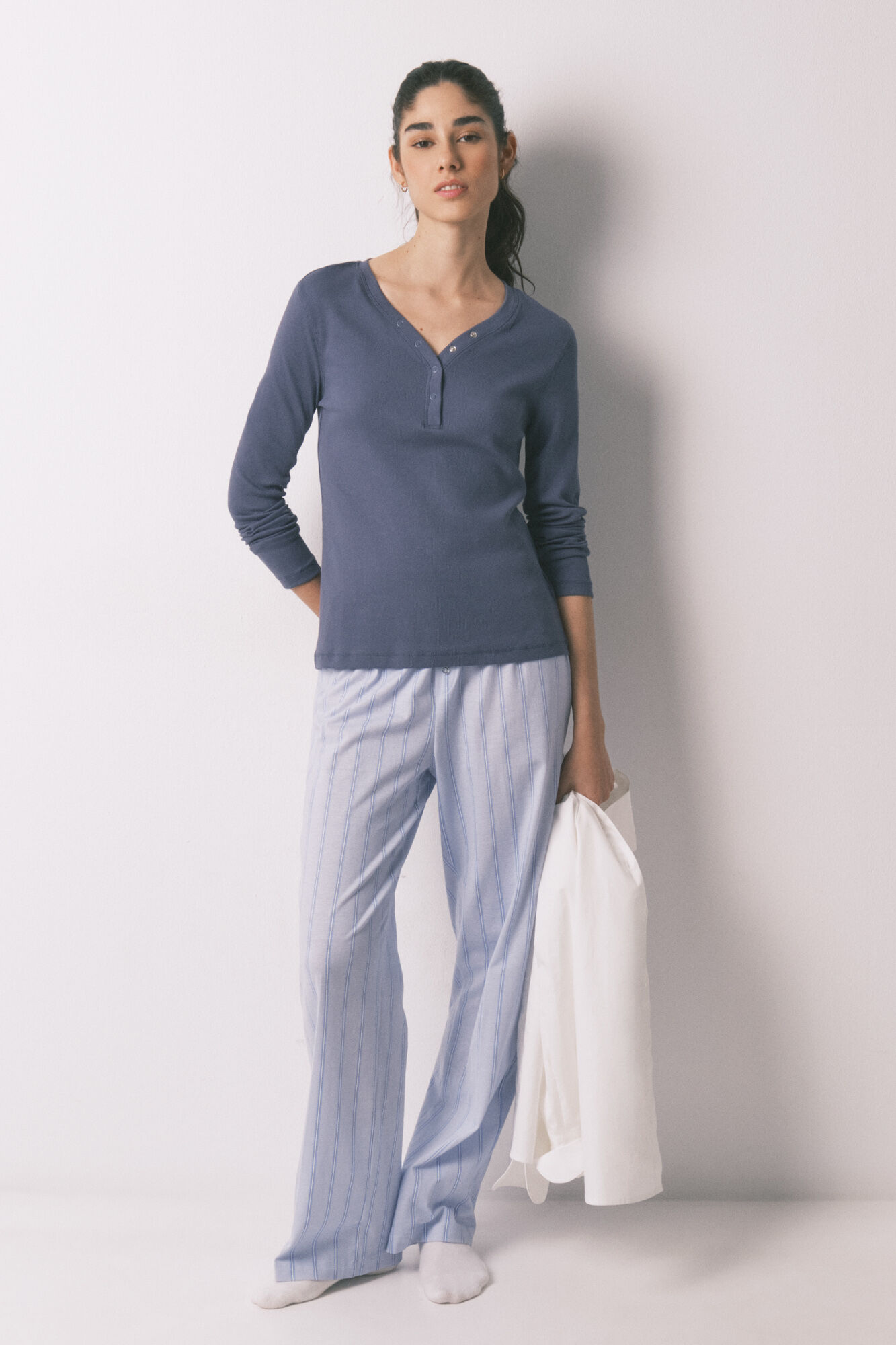 Women'secret Camiseta manga larga algod&oacute;n canal&eacute; azul