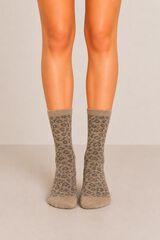 Pieces Calcetines de animal print con lurex nude