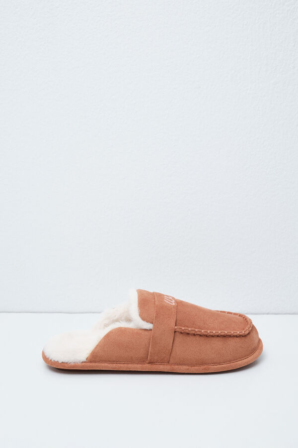 Women'secret Zapatillas casa mocas&iacute;n forrado marr&oacute;n marr&oacute;n