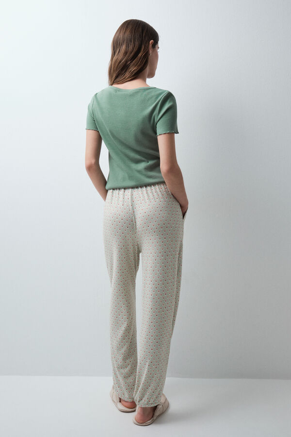 Women'secret Pantal&oacute;n largo estampado verde agua verde