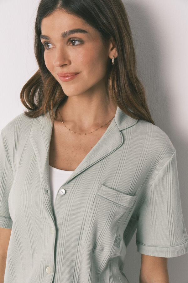 Women'secret Pijama camisero algod&oacute;n canal&eacute; verde verde