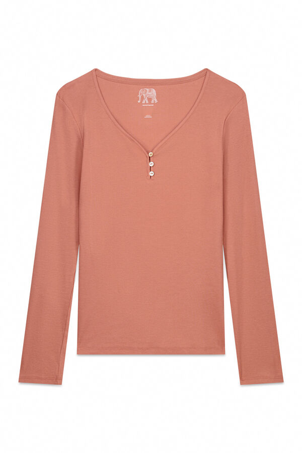 Women'secret Camiseta panadera algodón marrón naranja