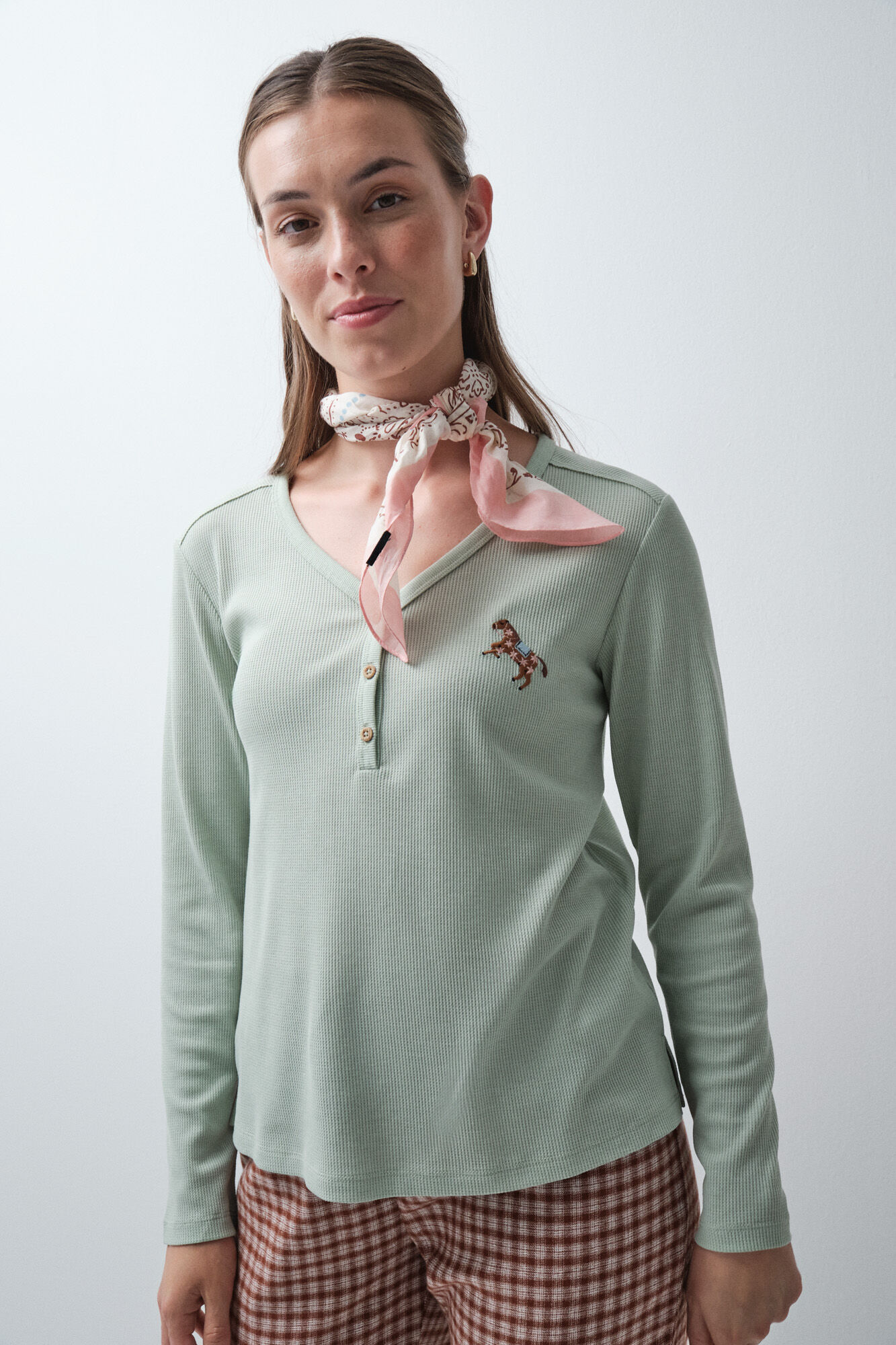 Women'secret Camiseta manga larga verde agua