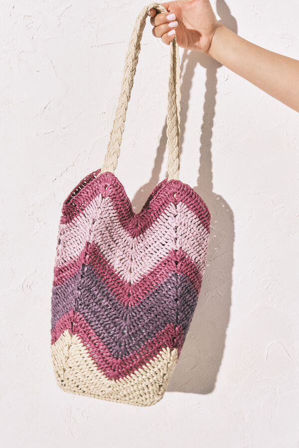 Women'secret Bolso hombro rafia multicolor estampado