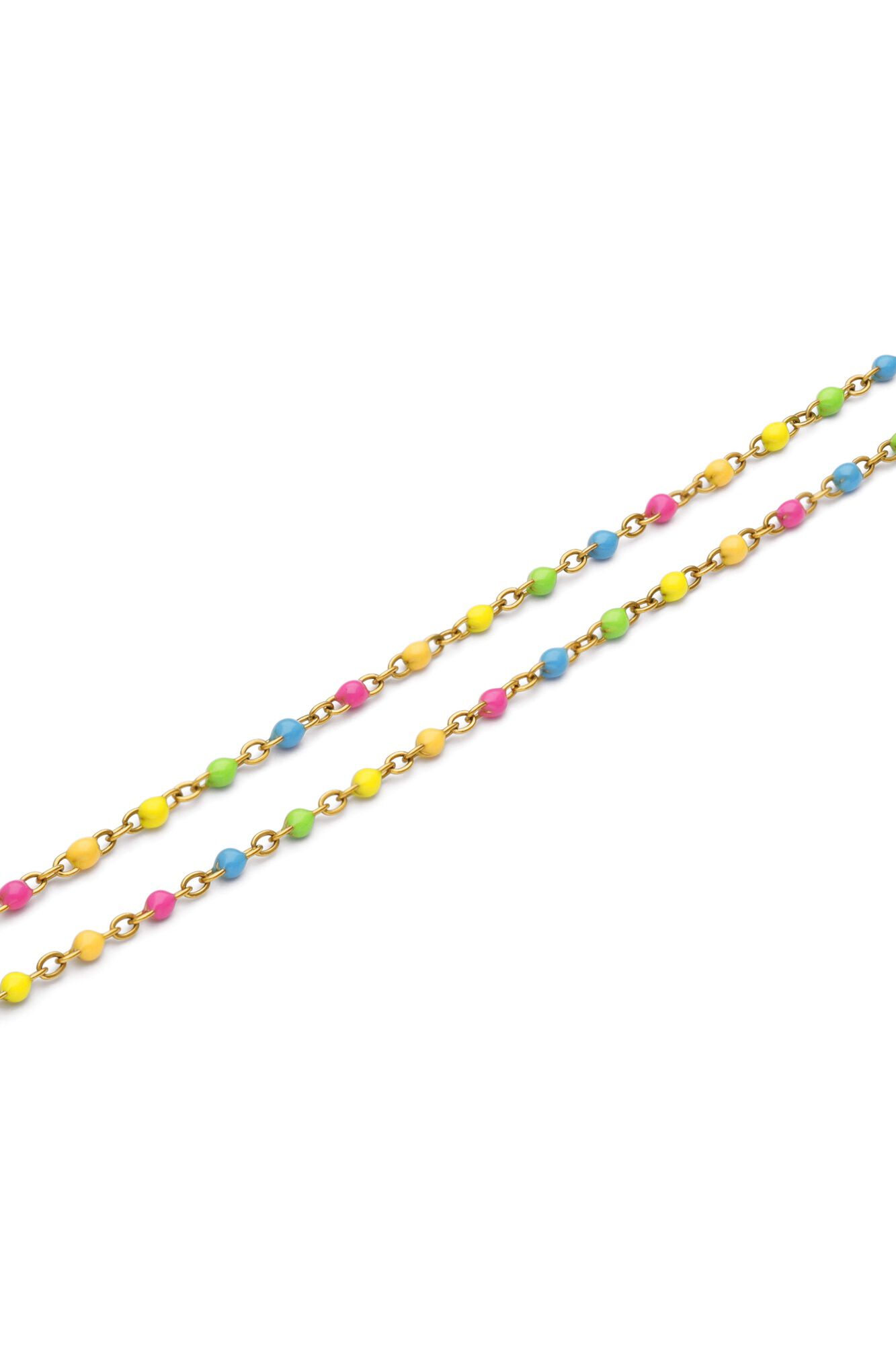 Singularu Tobillera Doble Dots Neon Enamel Acero Ba&ntilde;o Oro