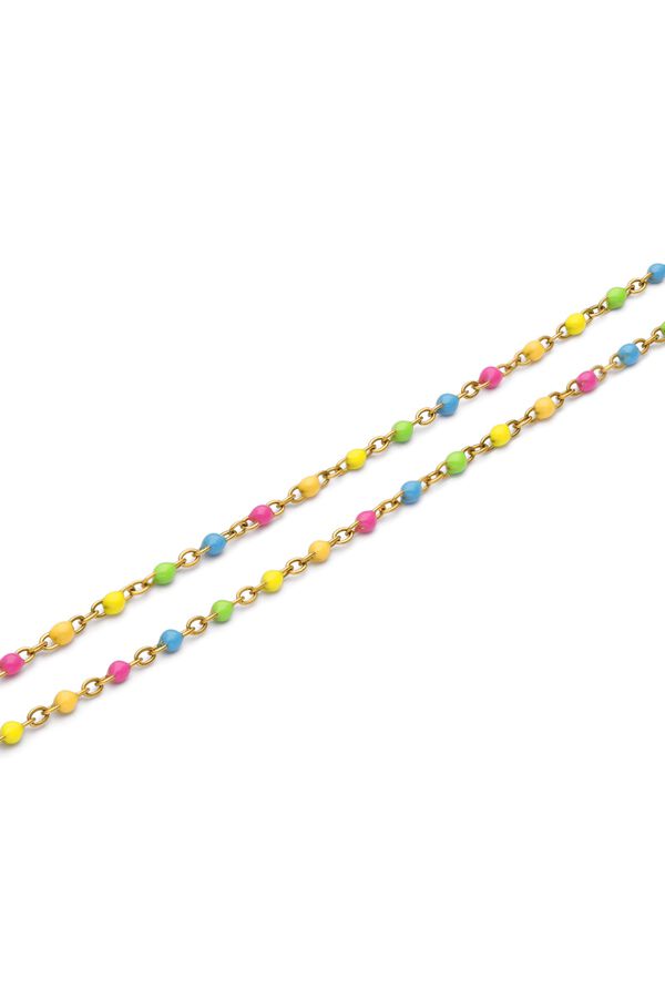Singularu Tobillera Doble Dots Neon Enamel Acero Ba&ntilde;o Oro amarillo