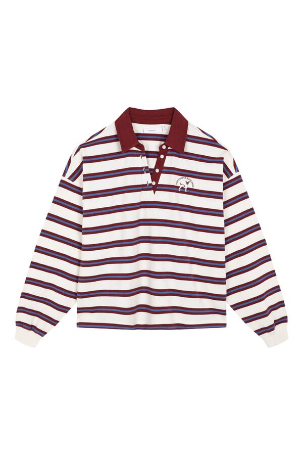 Women'secret Polo rayas blanco granate estampado