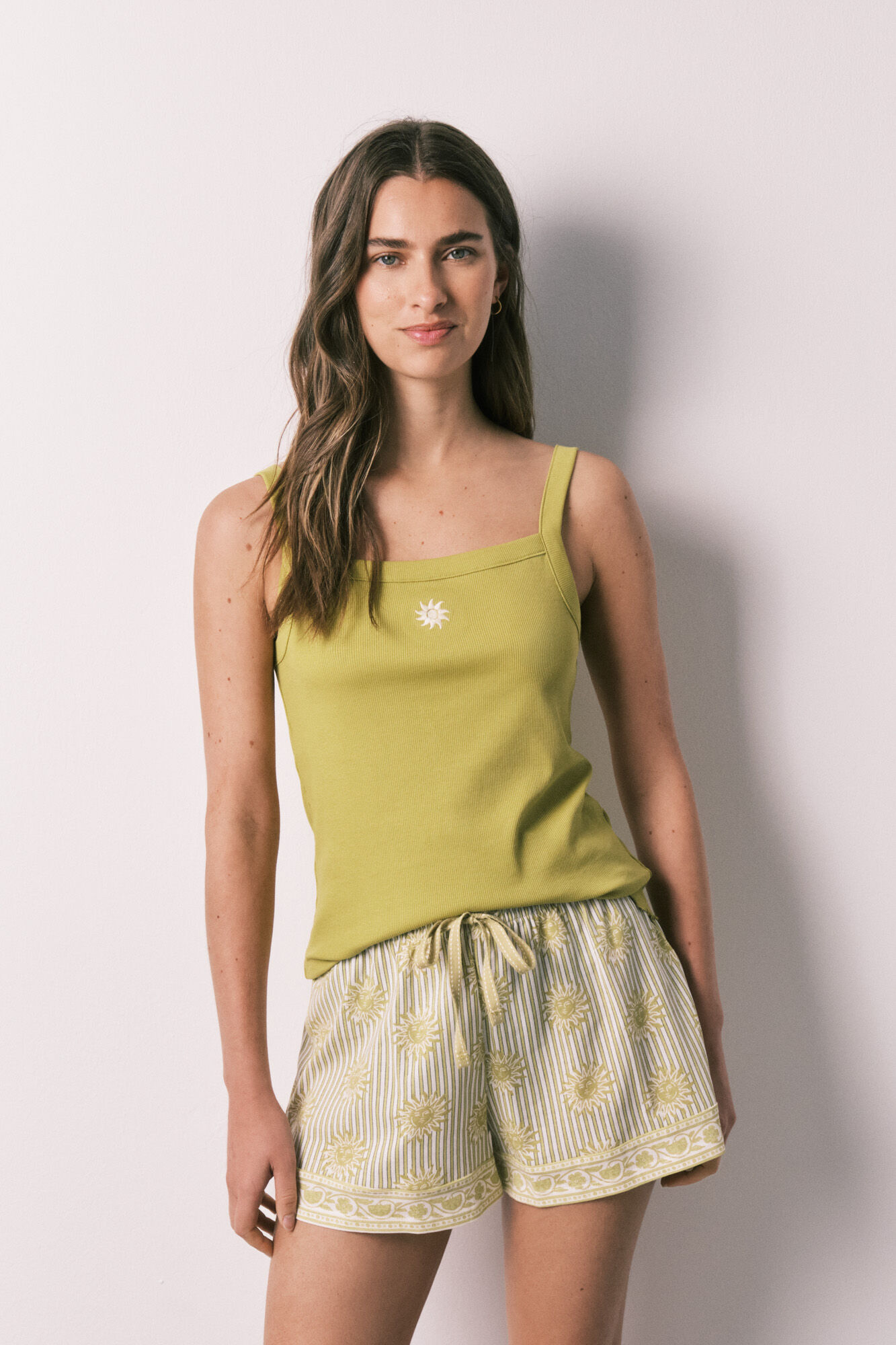 Women'secret Pijama corto tirantes verde