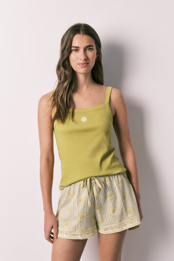 Women'secret Pijama corto tirantes verde verde