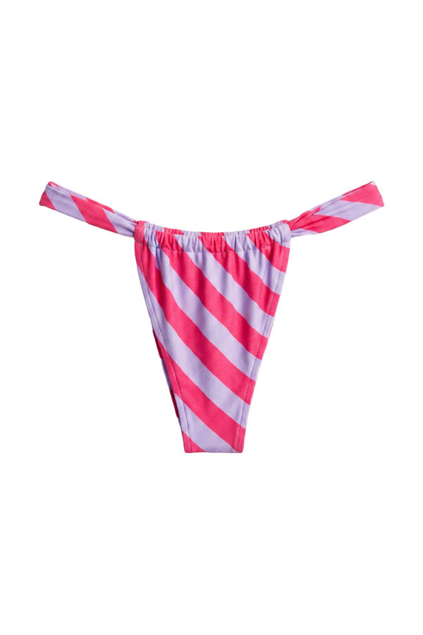 Women'secret Braga bikini rayas rojo morado efecto U estampado
