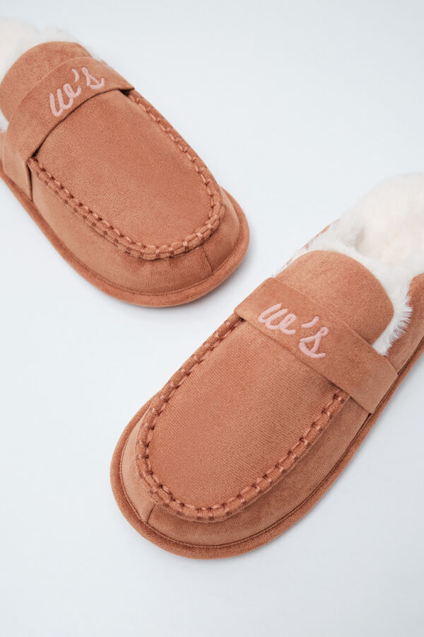 Women'secret Zapatillas casa mocas&iacute;n forrado marr&oacute;n marr&oacute;n