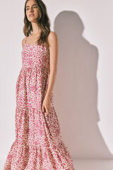 Women'secret Vestido largo tirantes flores rosa