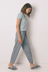 Women'secret Pantal&oacute;n largo carrot viscosa print sellos verde