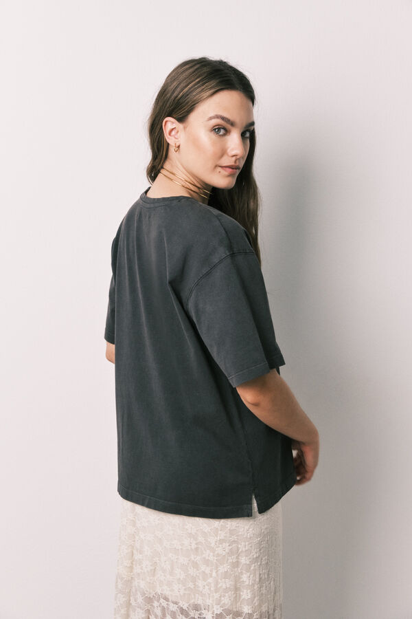 Women'secret Camiseta manga corta algod&oacute;n negro lavado negro