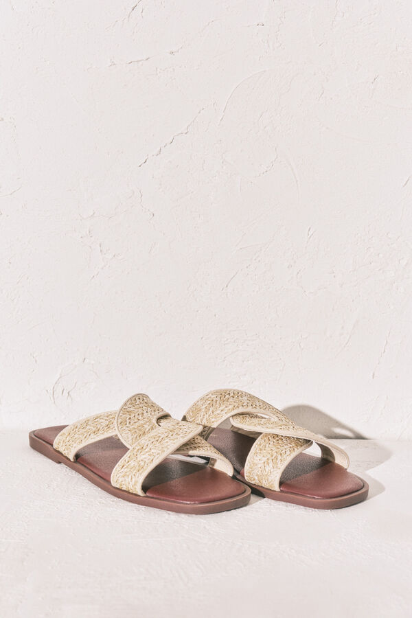 Women'secret Sandalias rafia granate y arena burdeos