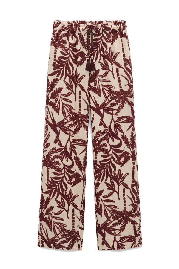 Women'secret Pantal&oacute;n largo estampado granate burdeos