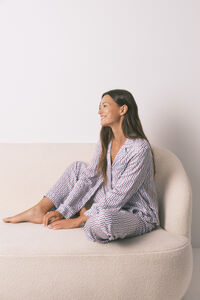 Women'secret Pijama camisero largo sat&eacute;n print geom&eacute;trico