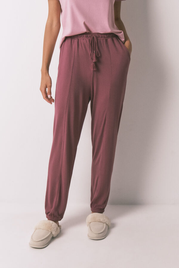 Women'secret Pantal&oacute;n largo punto suave granate burdeos