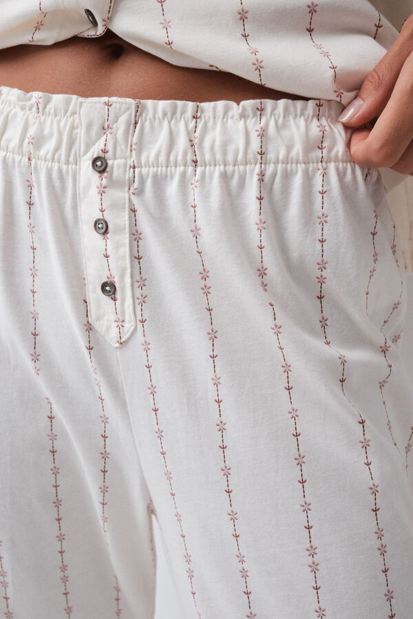 Women'secret Pijama largo camisero cowboy marfil