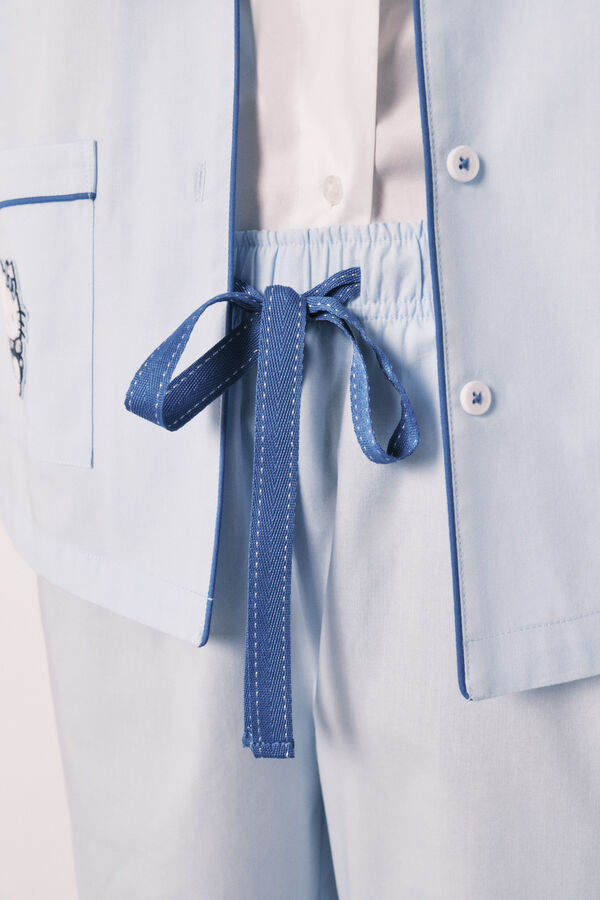 Women'secret Pijama camisero Hello Kitty algod&oacute;n azul azul