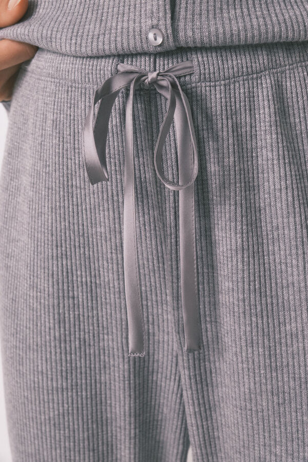 Women'secret Pijama largo canal&eacute; suave gris brillo gris