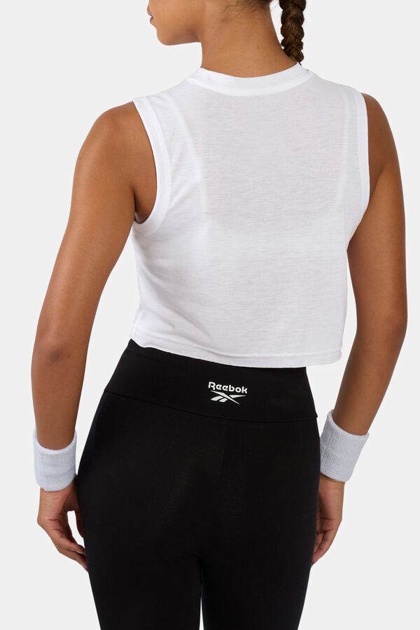 Reebok Camiseta sin mangas con gr&aacute;fico blanco