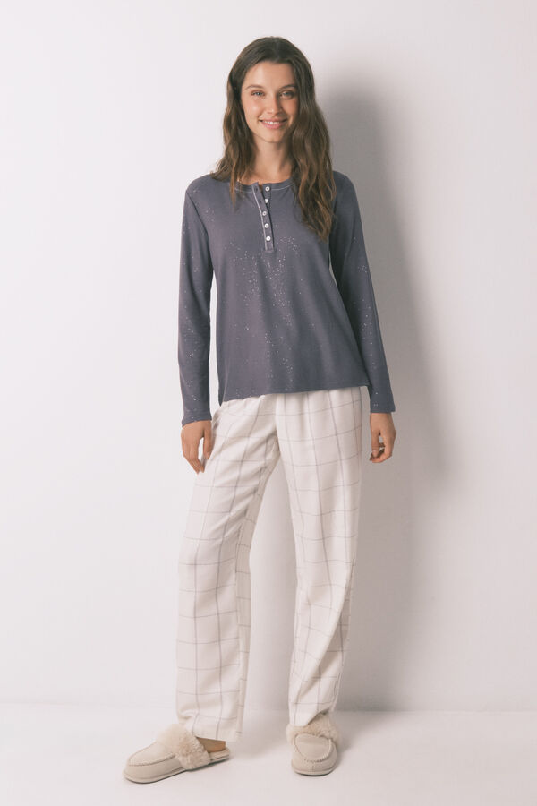 Women'secret Camiseta manga larga viscosa gris brillo gris