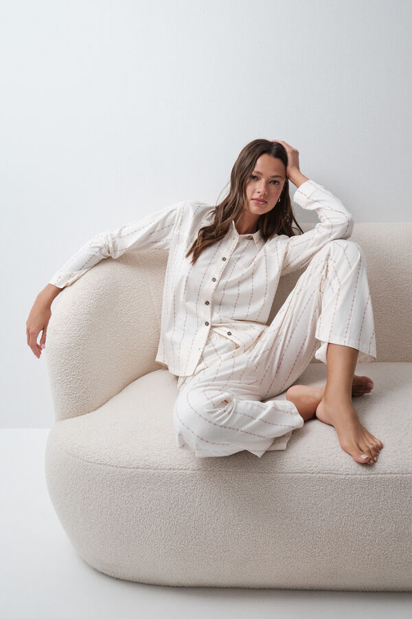 Women'secret Pijama largo camisero cowboy marfil
