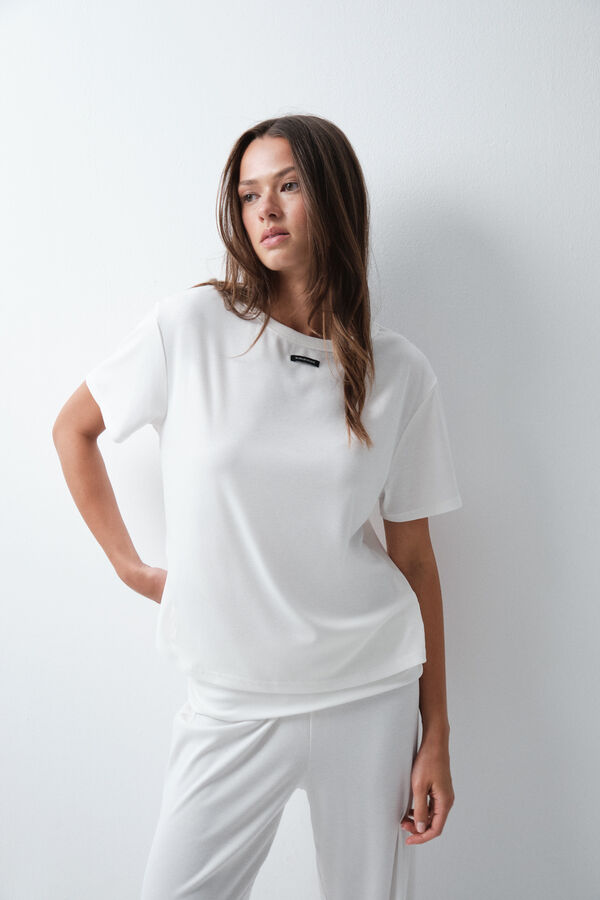 Women'secret Pijama largo tipo lounge blanco blanco