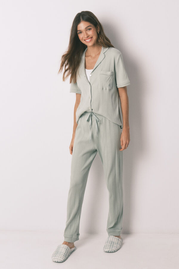 Women'secret Pijama camisero algod&oacute;n canal&eacute; verde verde