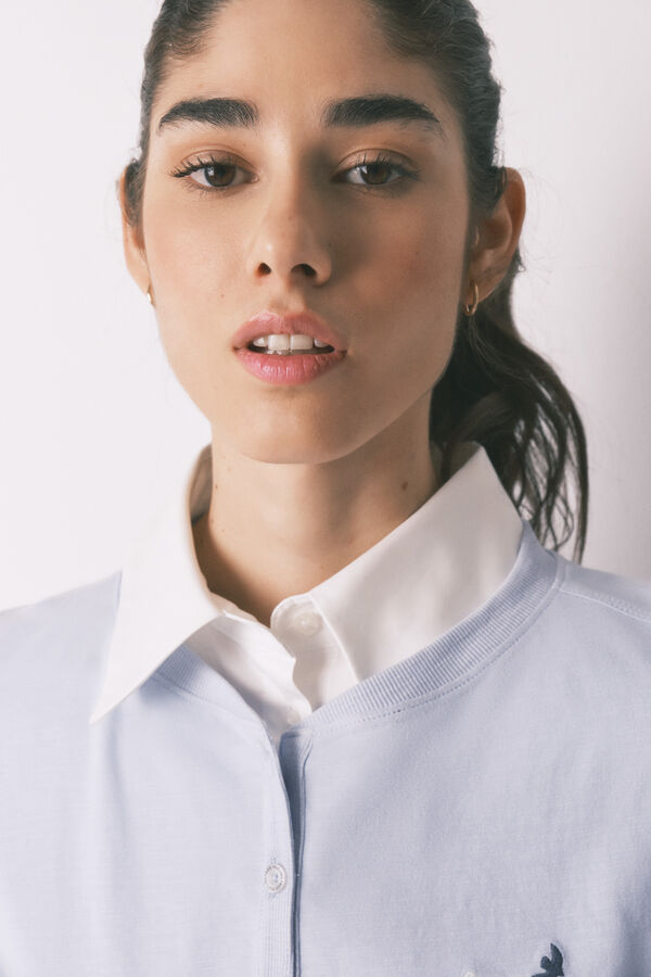 Women'secret Camiseta manga larga 100% algod&oacute;n azul azul