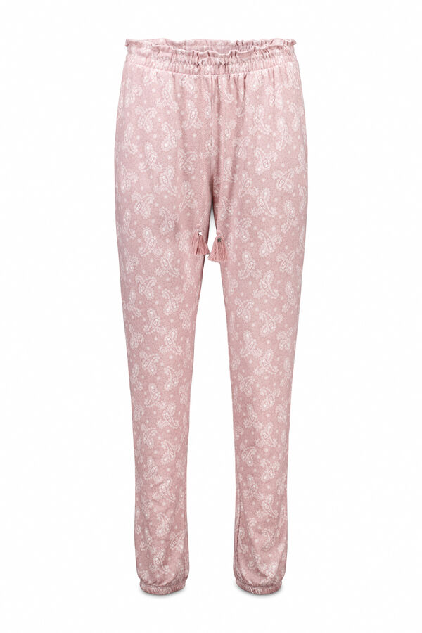 Women'secret Pantal&oacute;n largo punto c&aacute;lido suave paiseley rosa rosa