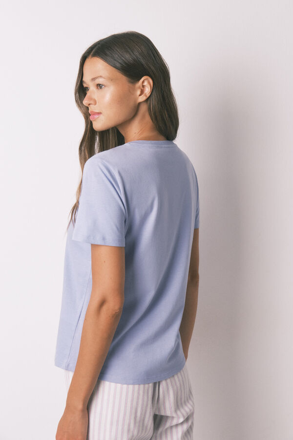 Women'secret Camiseta manga corta algod&oacute;n perchado lila morado/lila