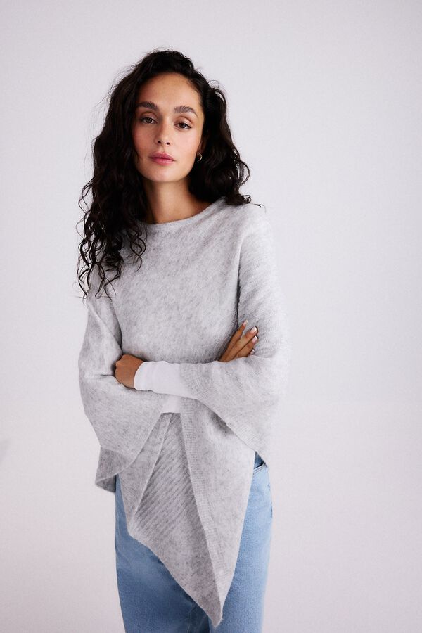 Pieces Poncho de punto con brillo gris