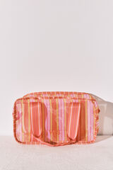 Women'secret Neceser mediano mesh rayas rosa y naranja estampado