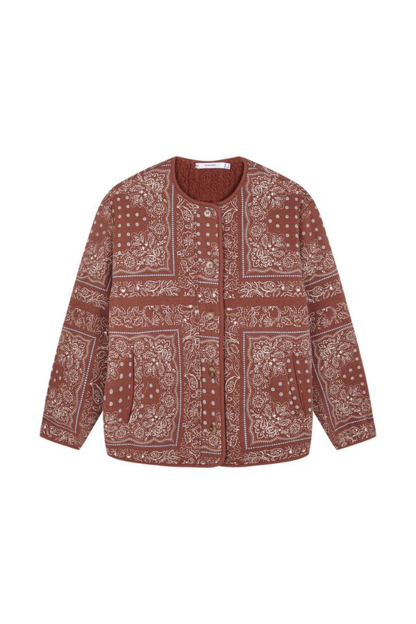 Women'secret Bata corta chaqueta estampado bandana marr&oacute;n