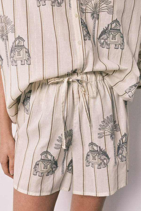 Women'secret Pijama corto algod&oacute;n estampado blanco
