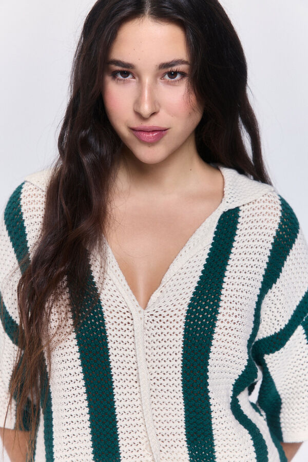 Pieces Camiseta punto estampada blanco