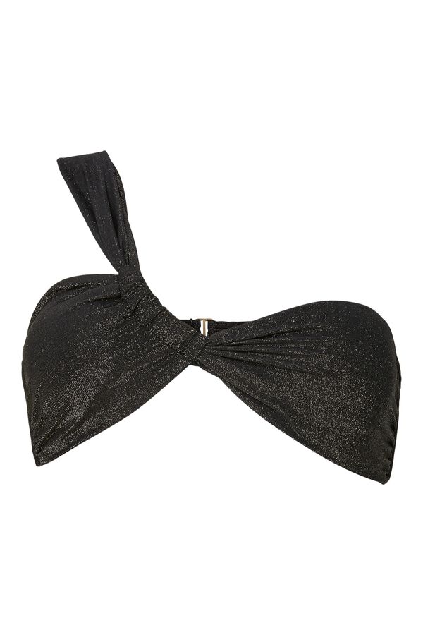 Pieces Bikini top un hombro glitter negro
