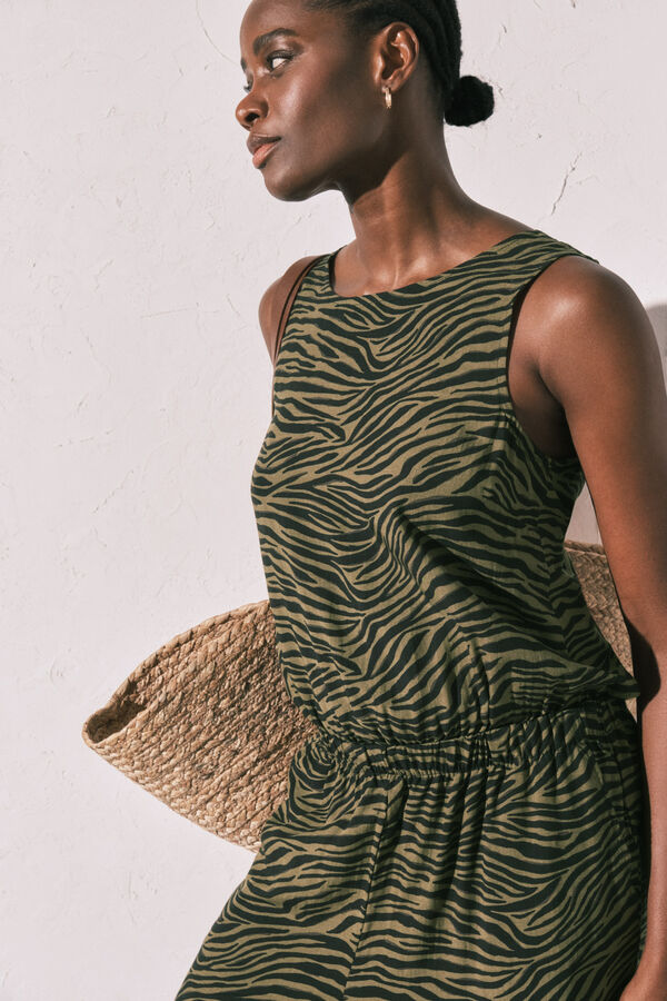 Women'secret Mono largo animal print negro