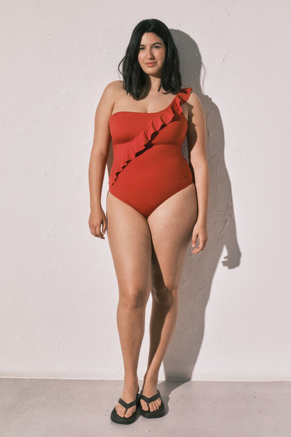 Women'secret Ba&ntilde;ador moldeador volante asim&eacute;trico naranja naranja
