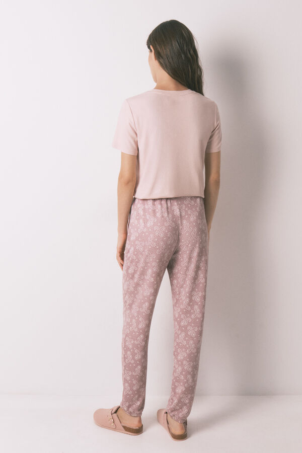 Women'secret Pantal&oacute;n largo punto c&aacute;lido suave paiseley rosa rosa