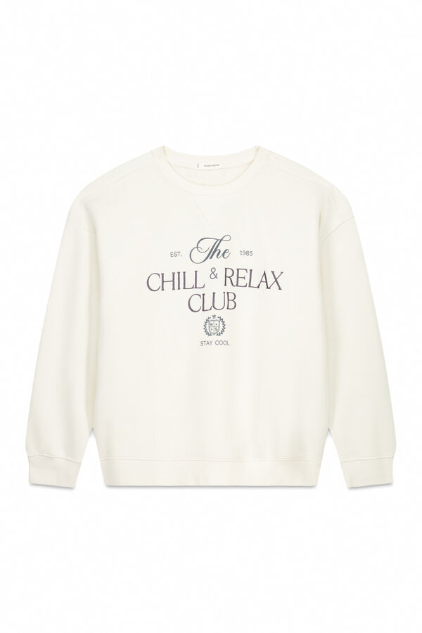 Women'secret Sudadera felpa algod&oacute;n blanco marfil