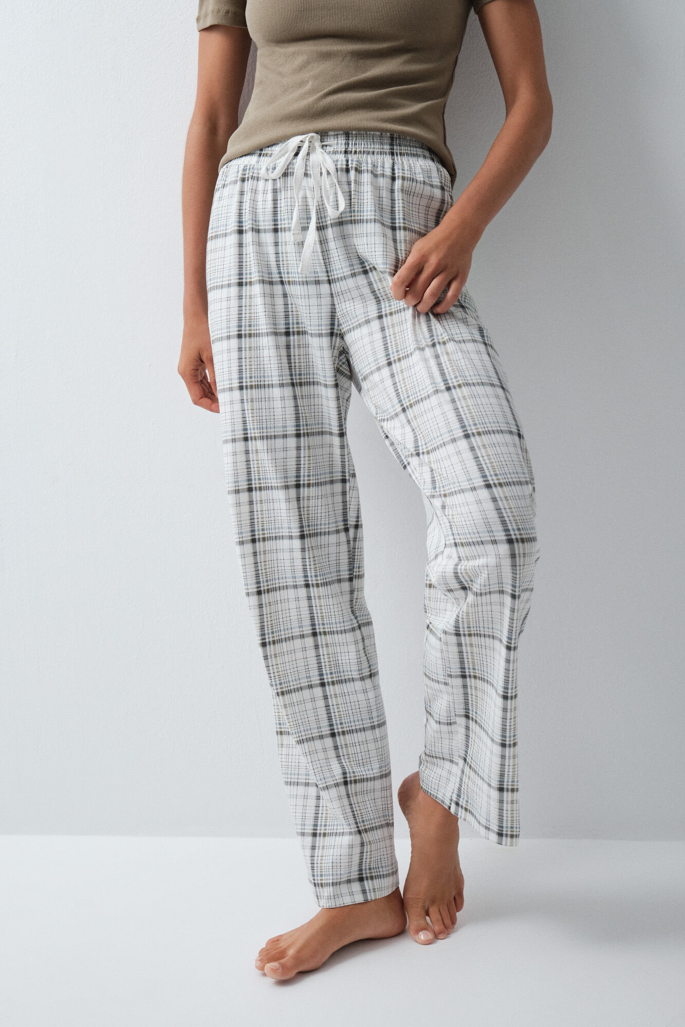 Women'secret Pantal&oacute;n largo algod&oacute;n cuadros