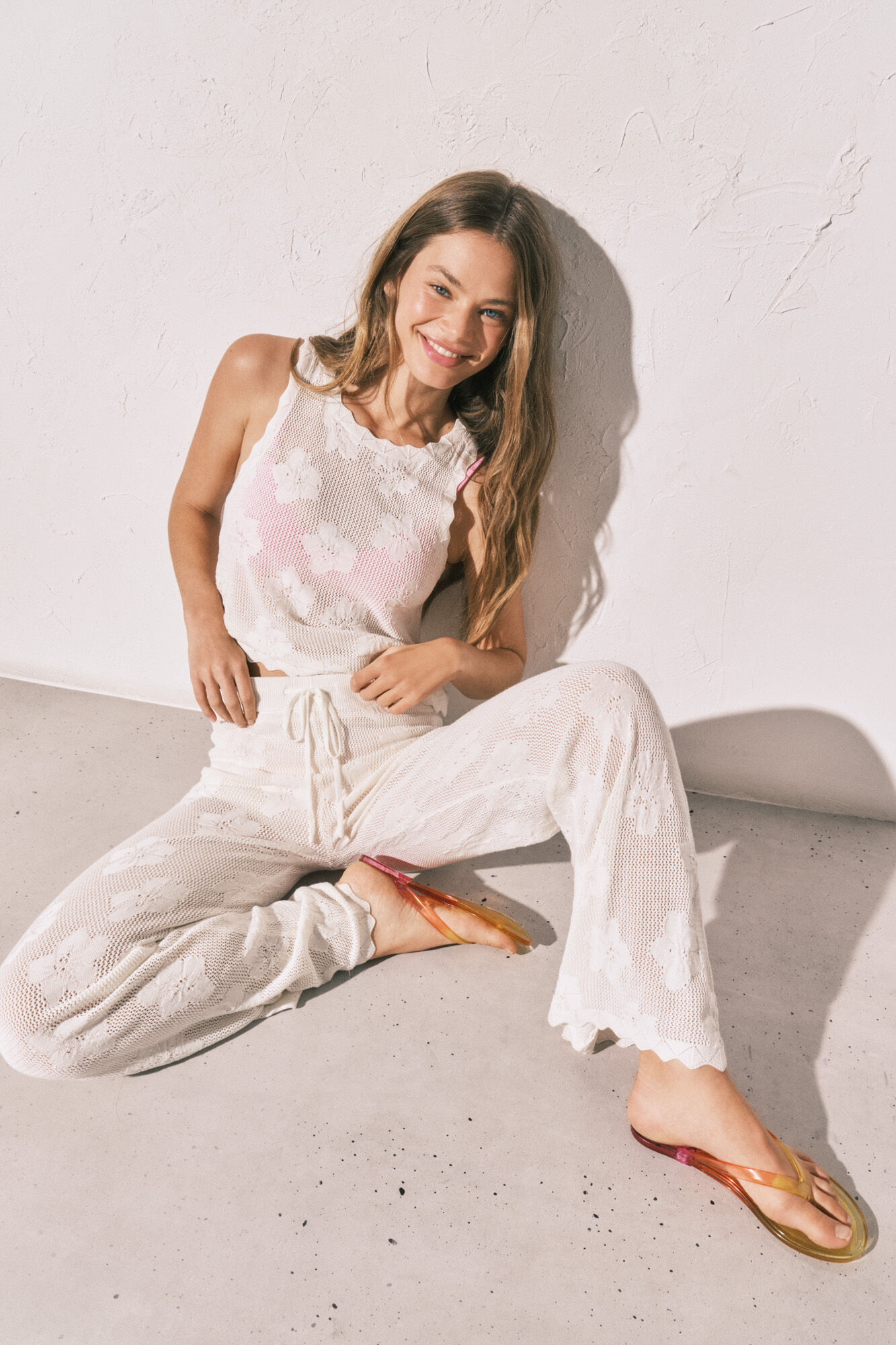Women'secret Pantal&oacute;n largo crochet beige