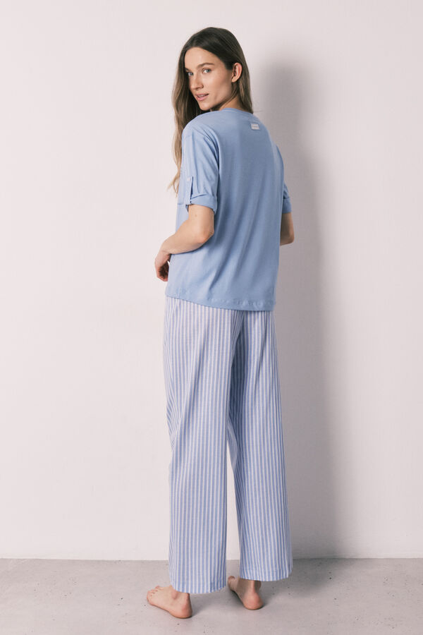 Women'secret Pijama manga corta algod&oacute;n pantal&oacute;n rayas azul azul