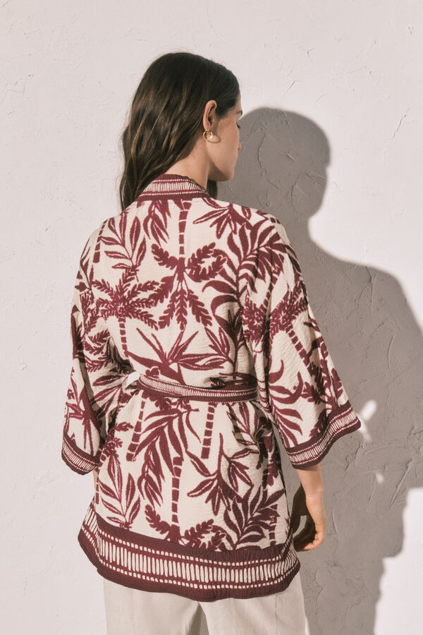 Women'secret Kimono estampado granate burdeos